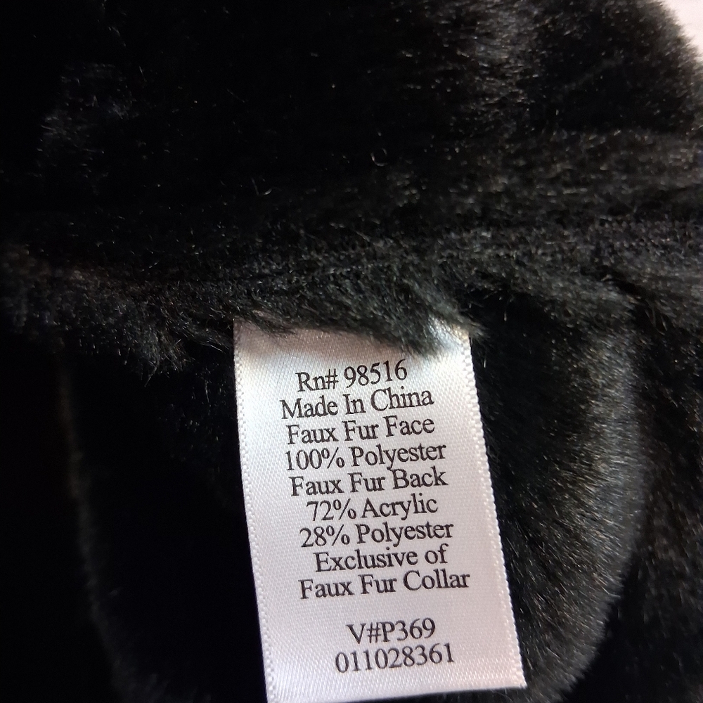 Coldwater Creek Elegant Black Trench Coat with Plush Collar - Picture 14 of 16